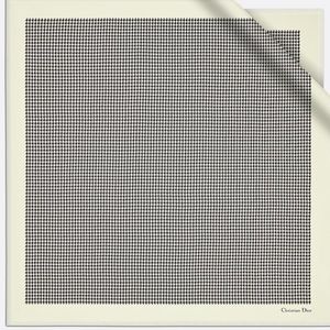 Dior Black, Cream Houndstooth Silk Scarf